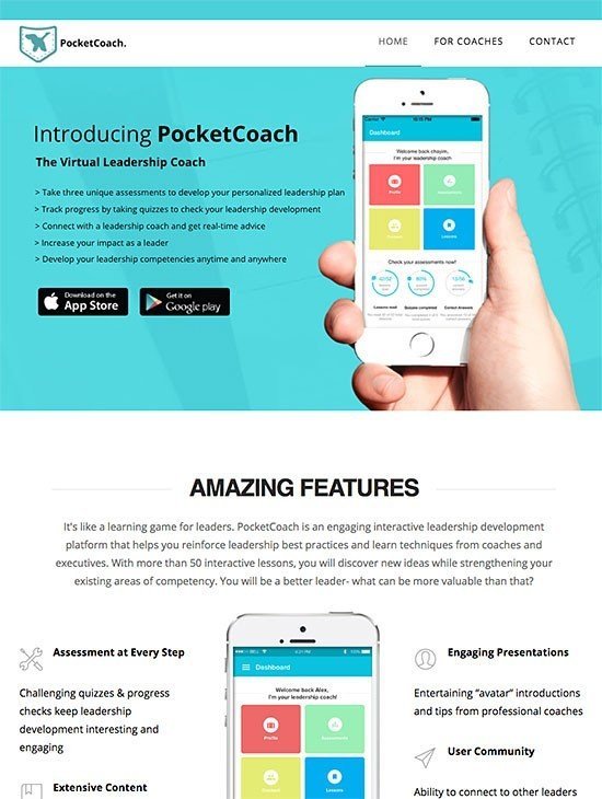 PocketCoach App Website Design