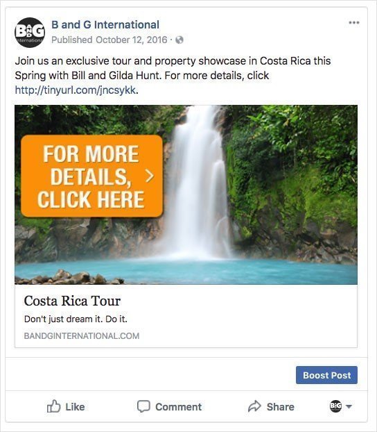 B and G International Facebook Ad