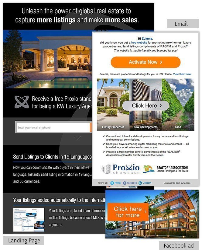 Proxio Luxury Landing Page, Email & Facebook Ad