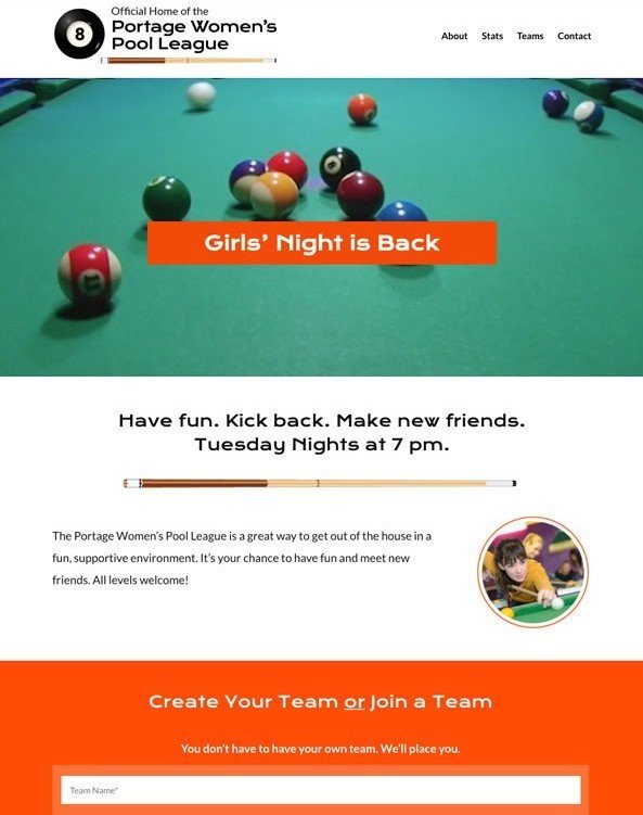 Women’s Pool League Website Design
