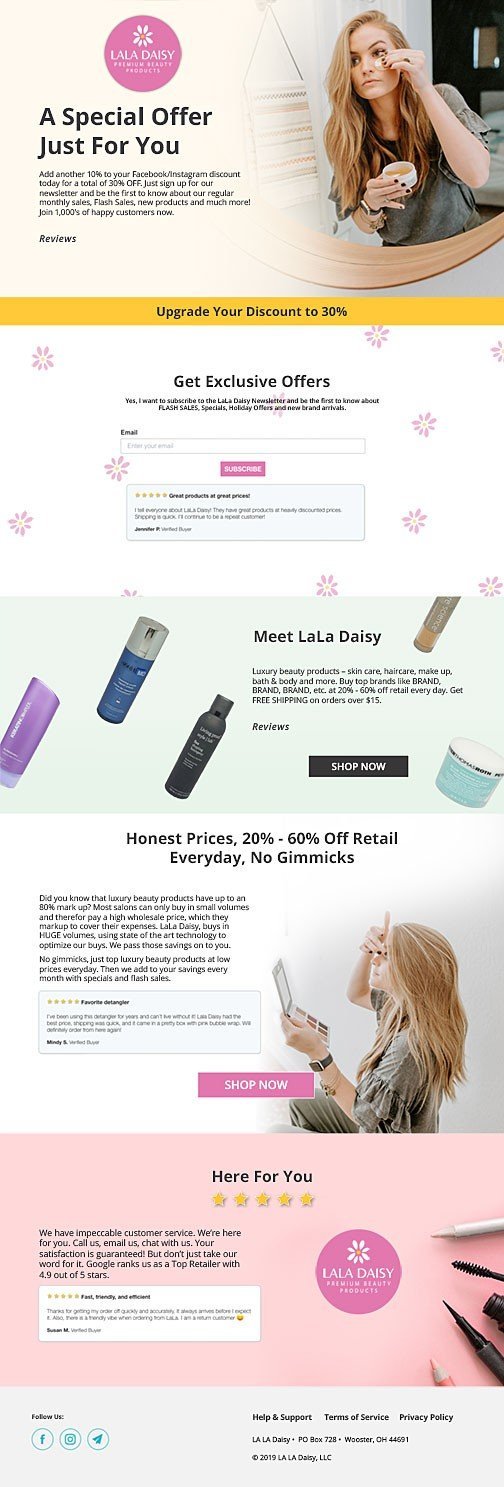LA LA Daisy Landing Page Design