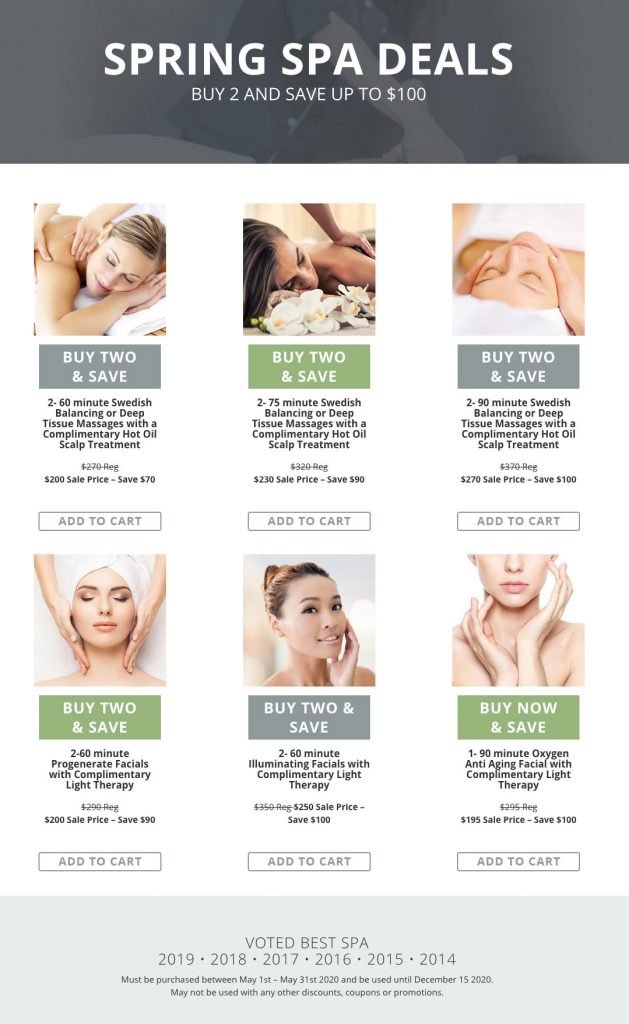 Landing Page and Shopping Cart for Life Essentials Day Spa
