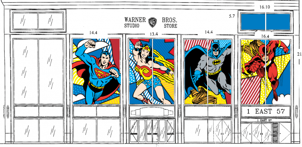 The DC Universe Window Design for 57th st. New York