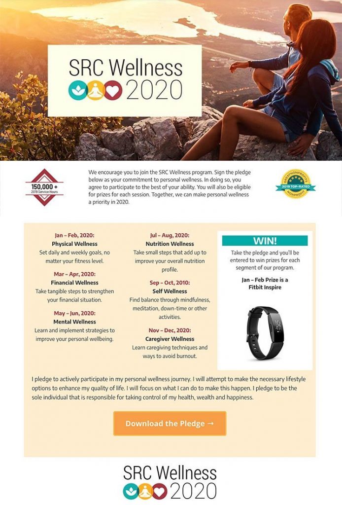 SRC Wellness 2020 Landing Page Design